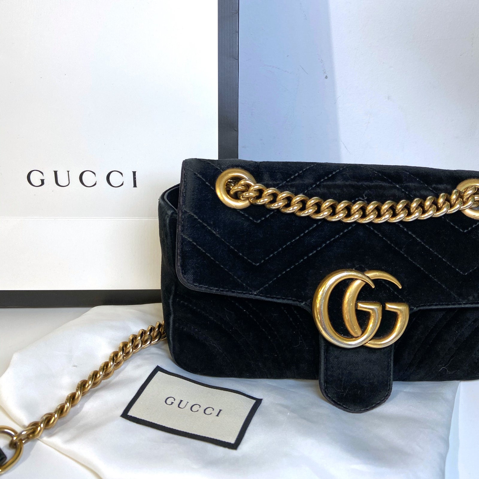 Velvet Matelasse Mini GG Marmont Shoulder Bag