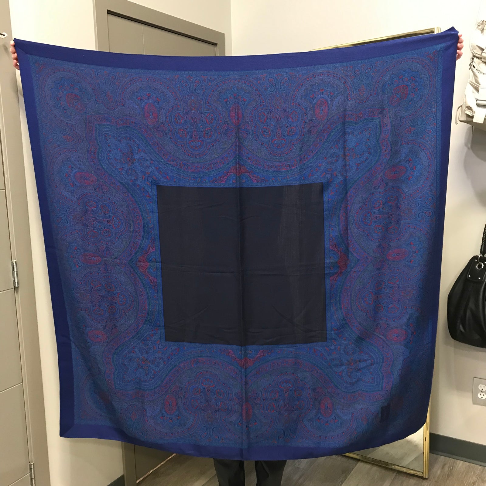 Large Vintage Wool Silk Blend Scarf