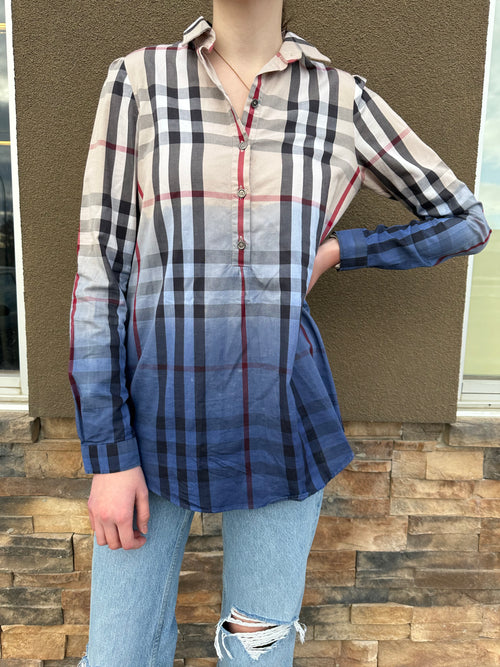 Gradient Plaid Button Up