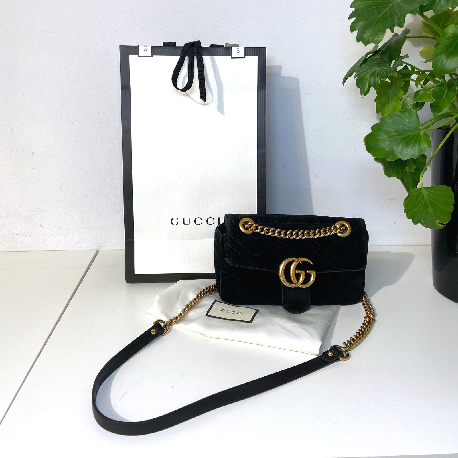 Velvet Matelasse Mini GG Marmont Shoulder Bag
