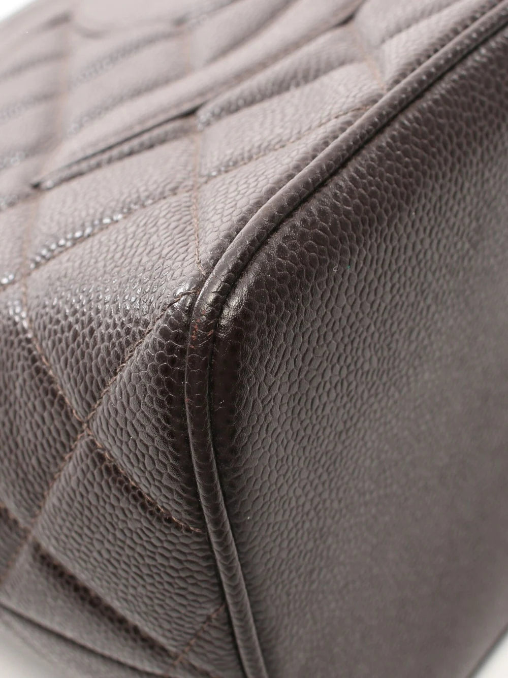 Quilted Caviar Medallion Tote Dark Brown