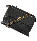 Lambskin Quilted Flap Tote Black