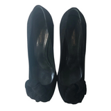 Black Peep Toe Suede Heels