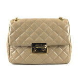 Nude Quilted Leather Shoulder Bag