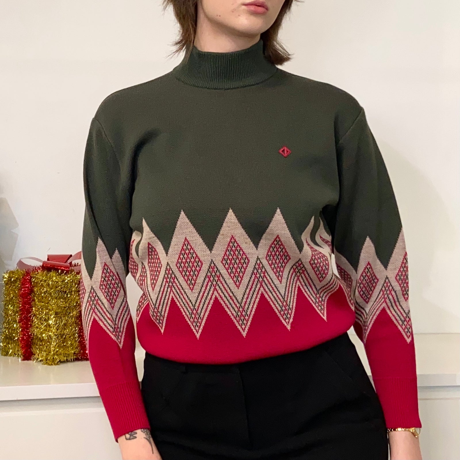 Vintage Wool Sweater Festive