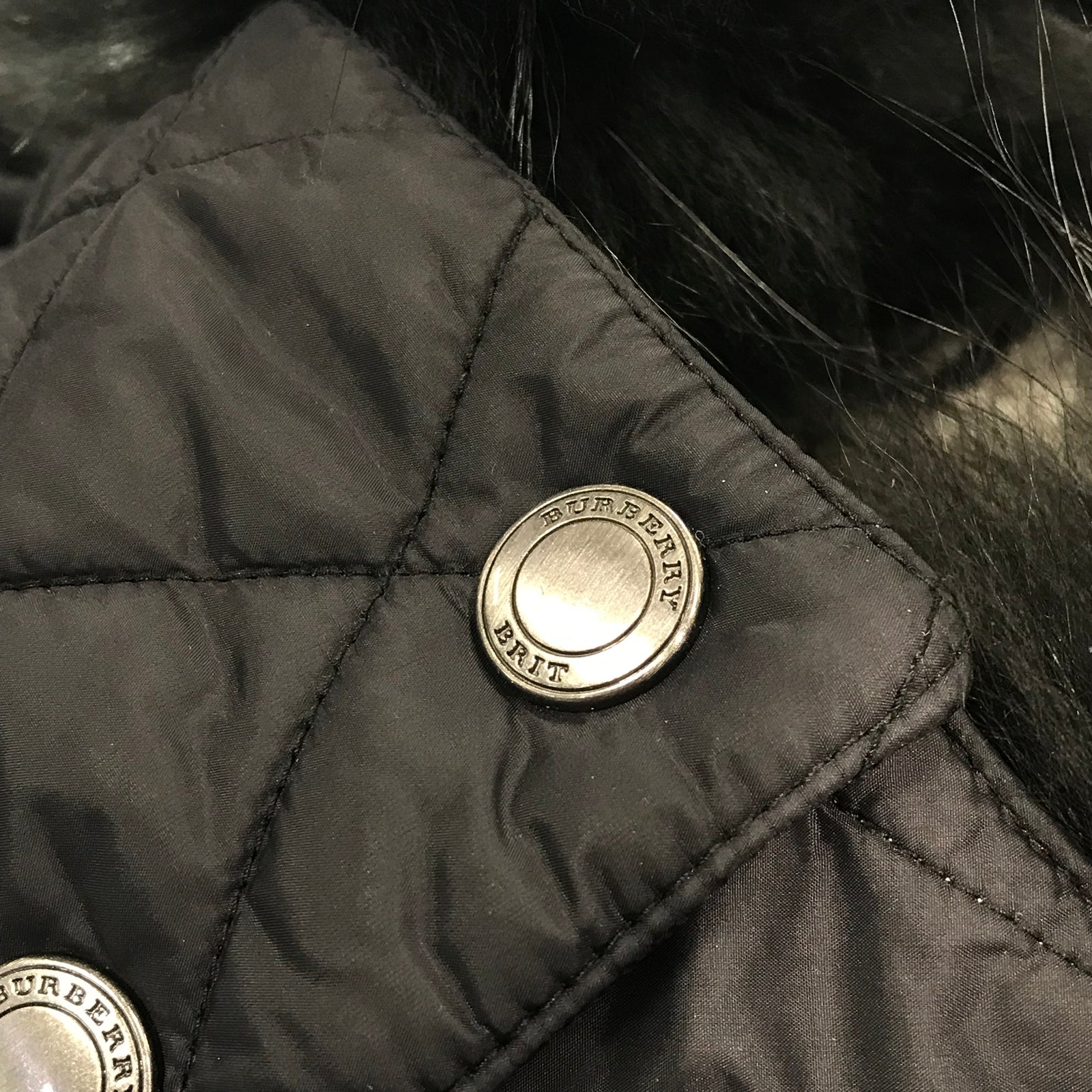 Black Quilted Coat w Fur Hood
