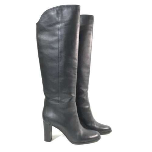 Black Leather Knee High Boots 38.5