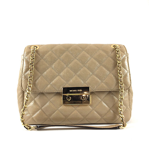 Nude Quilted Leather Shoulder Bag