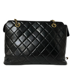 Lambskin Quilted Flap Tote Black