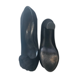 Black Peep Toe Suede Heels