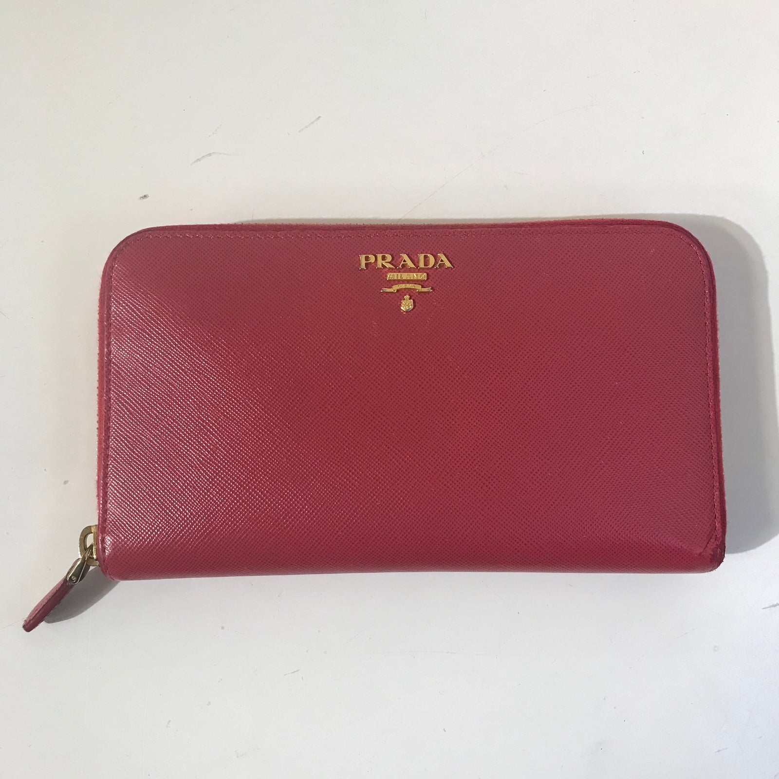 Saffiano Metal Zip Around Wallet