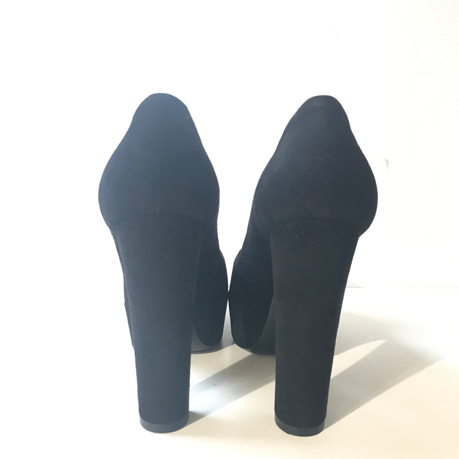 Black Peep Toe Suede Heels