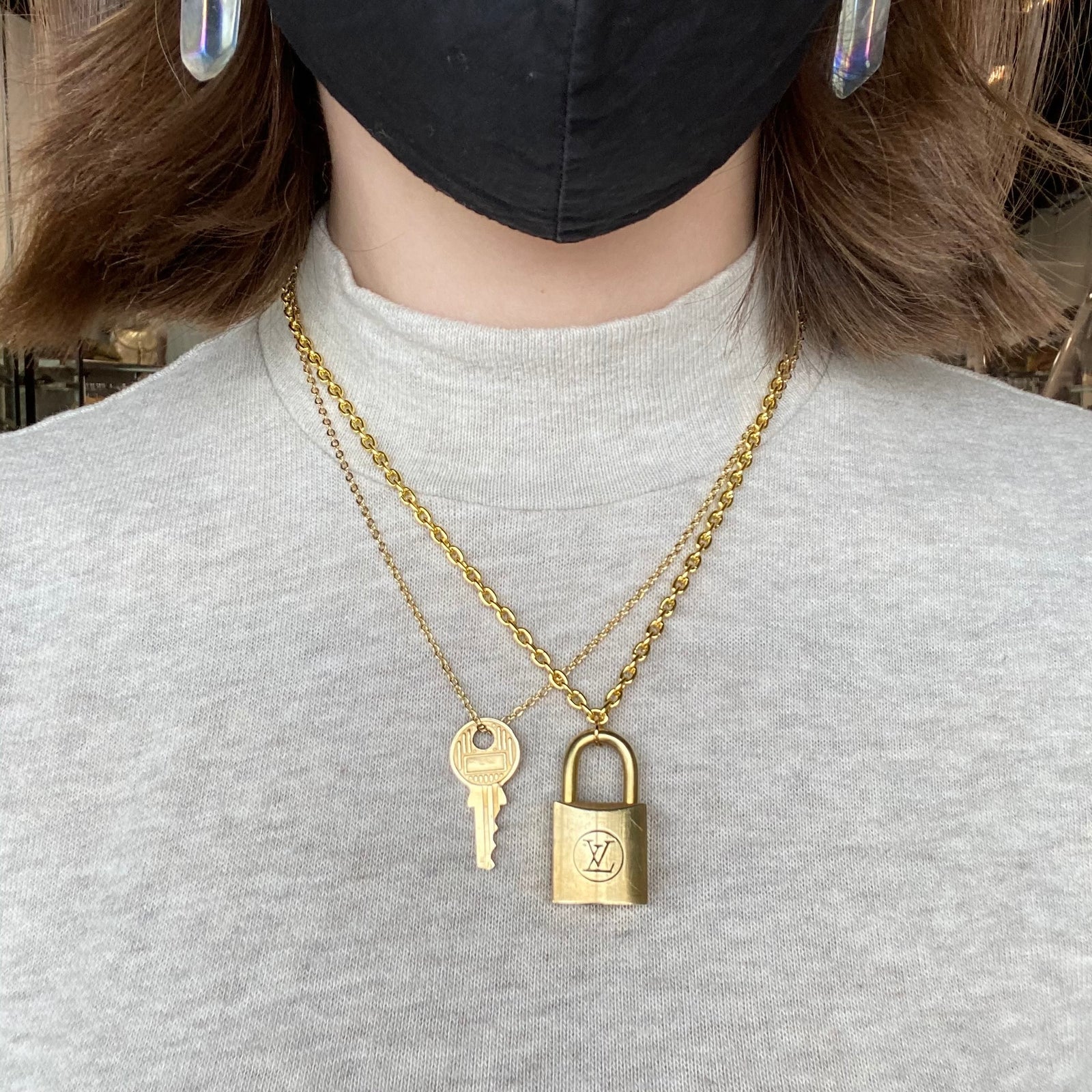 Repurposed Louis Vuitton Padlock Chain Necklace