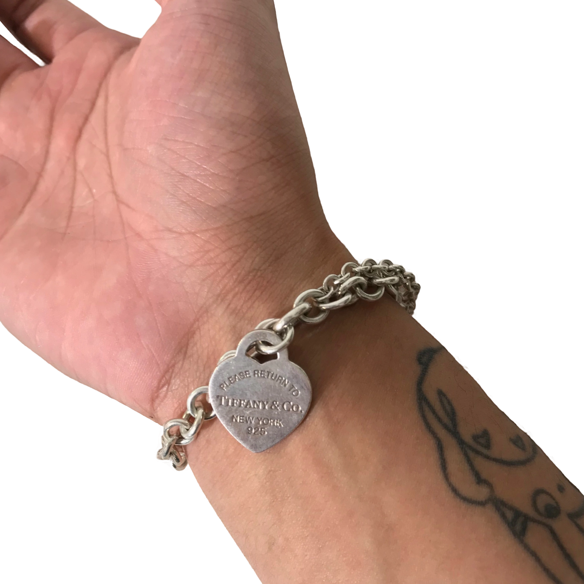 Sterling Silver Return to Tiffany Double Chain Heart Tag Charm