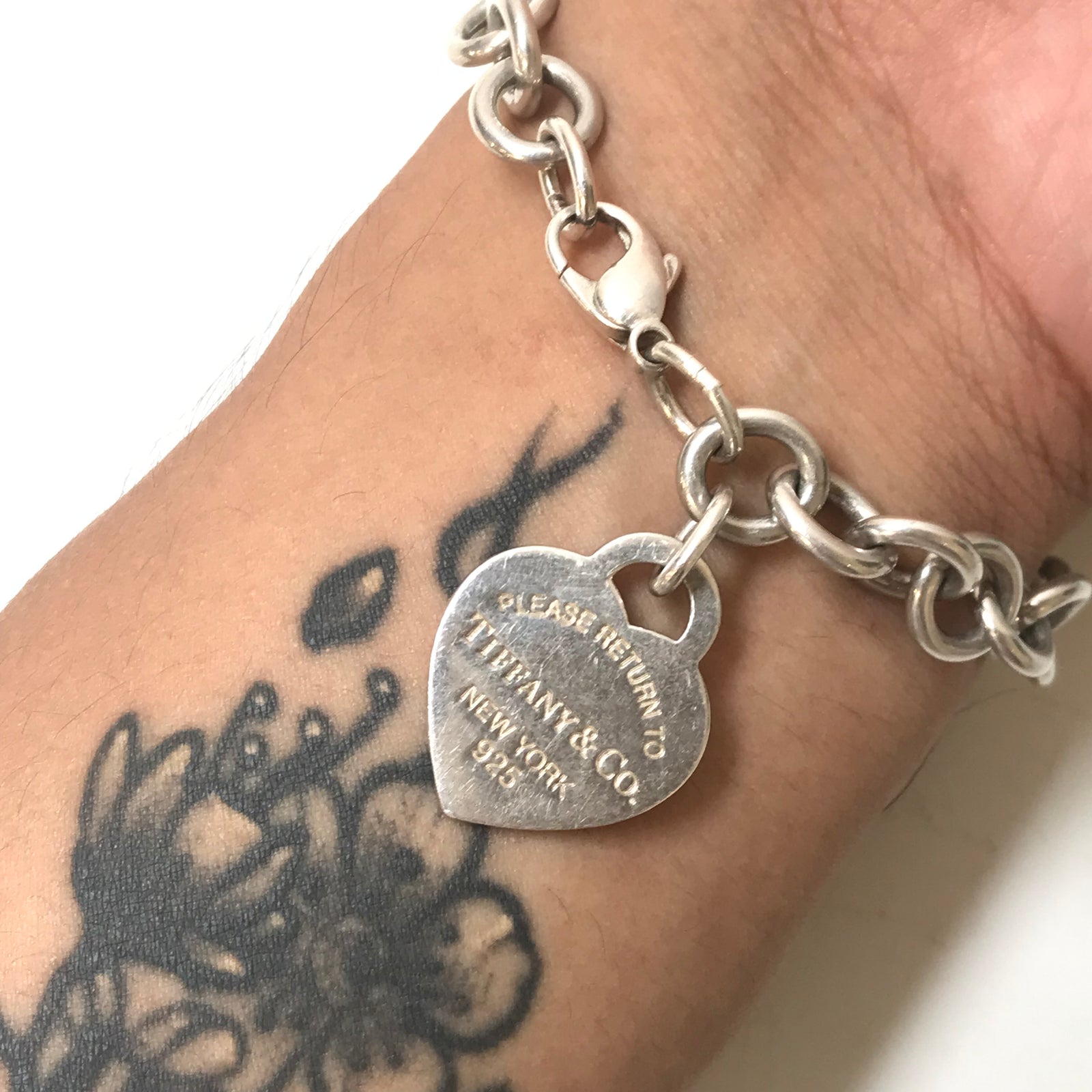 Sterling Silver Return to Tiffany Heart Tag Charm Bracelet Loom