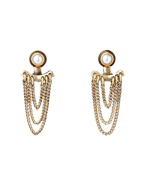 Lezark Ear Jackets Stud Earrings Gold-Tone