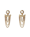 Lezark Ear Jackets Stud Earrings Gold-Tone