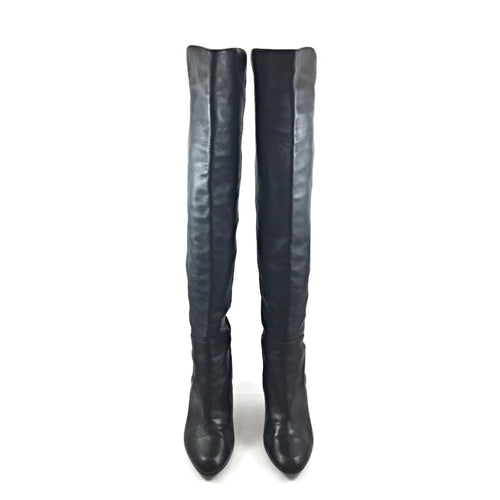 Black Lamb Skin Tall Boots