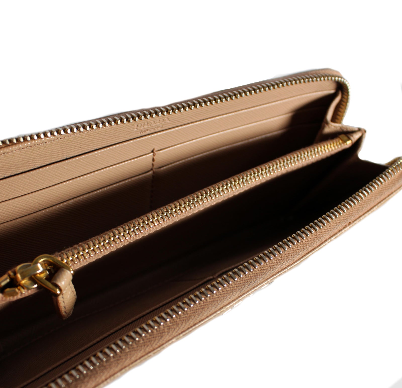 Nude Saffiano Long Zipper Wallet
