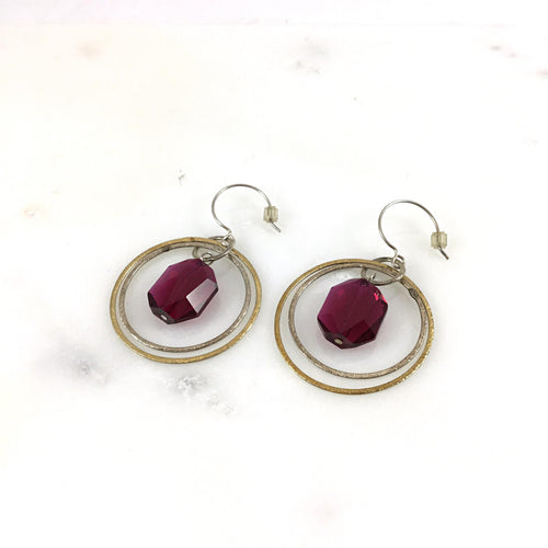 Red Crystal Hoop Earrings