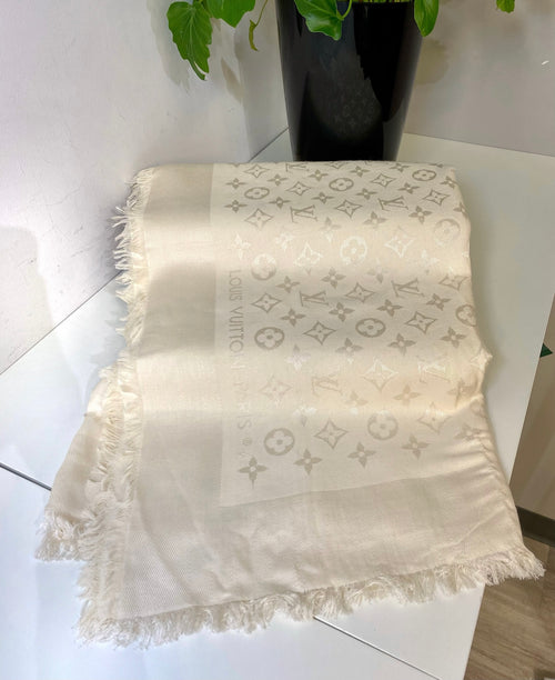 Silk Wool Monogram Shawl