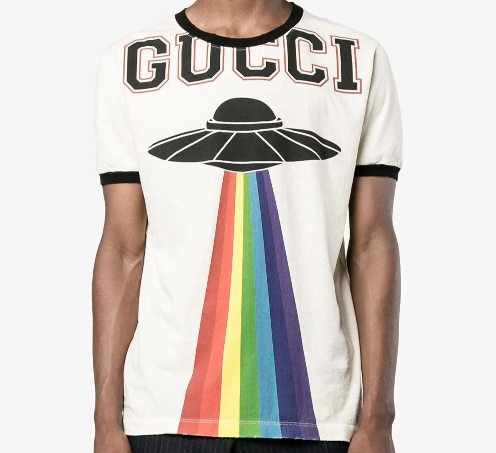 Unisex Washed T-shirt with UFO/Gucci Logo