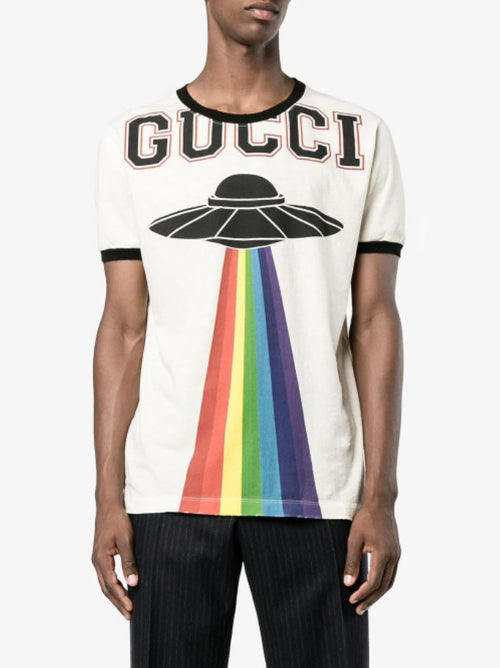 Unisex Washed T-shirt with UFO/Gucci Logo