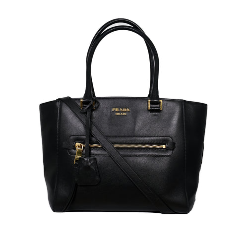 Black Vitello Daino Satchel