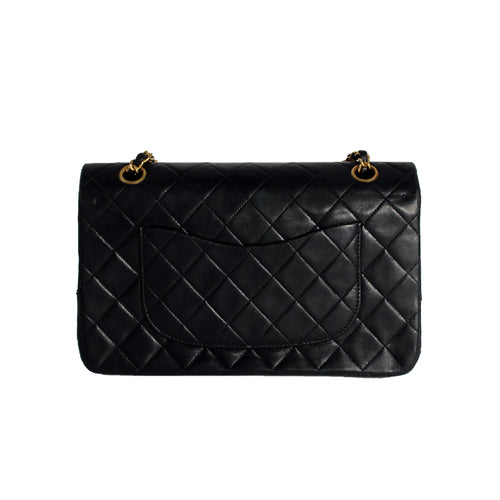 Lambskin Quilted Medium Double Flap Black