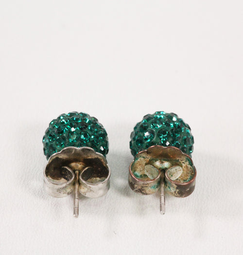 Green Sparkle Ball Earrings