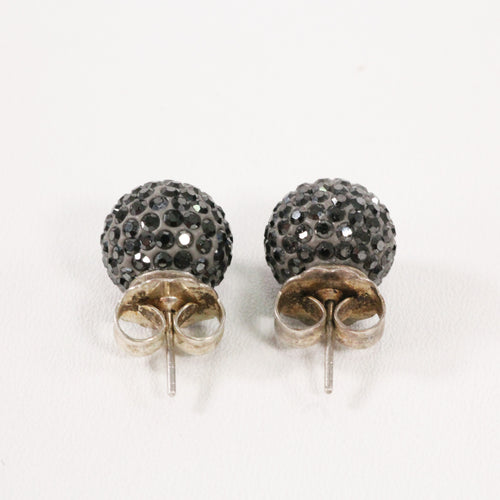 Black Sparkle Ball Earrings