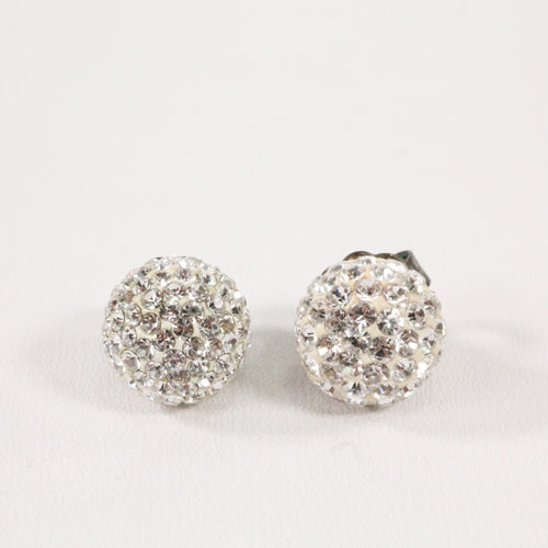 White Sparkle Ball Earrings