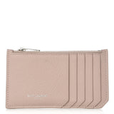 Beige Grained Calfskin 5 Fragments Zip Pouch Card Holder