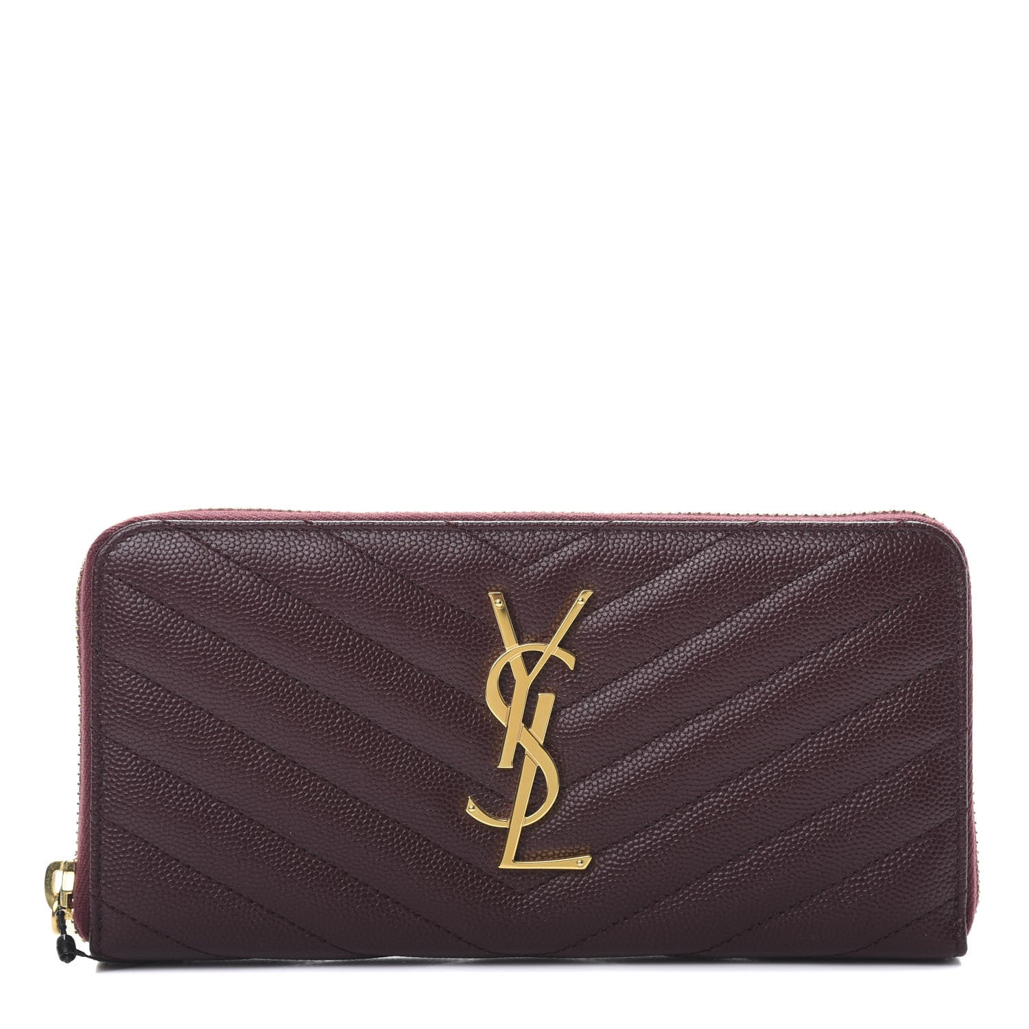 Grain De Poudre Matelasse Chevron Monogram Zip Around Wallet Rouge Legion