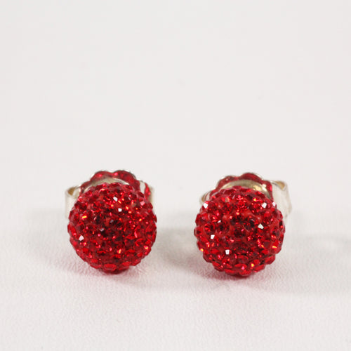 Red Sparkle Ball Earrings